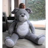 Grote knuffelbeer - I love you - Zacht - Grijs