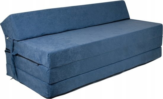 Opvouwbaar matras met hoofdkussen - Wasbare hoes - 200cm x 120cm x 10cm - Navy