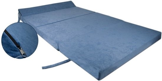 Opvouwbaar matras met hoofdkussen - Wasbare hoes - 200cm x 120cm x 10cm - Navy