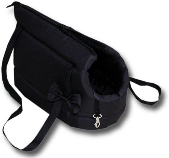 Hondendraagtas - kleine honden - honden transporttas - zwart - 36x19x23 cm - stijlvol - schoudertas