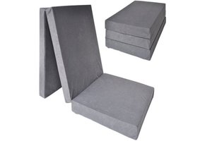 Logeermatras extra dik - grijs - camping matras - reismatras - opvouwbaar matras - 195 x 70 x 15