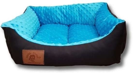 Hondenmand - S - kleine hond - 50 x 40 cm - blauw minky dot - hondenbed