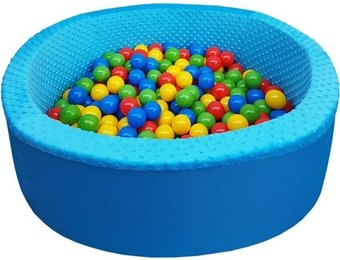 Blauwe Ballenbad - stevige ballenbak - 90 x 30 cm - 300 ballen - rood blauw geel groen