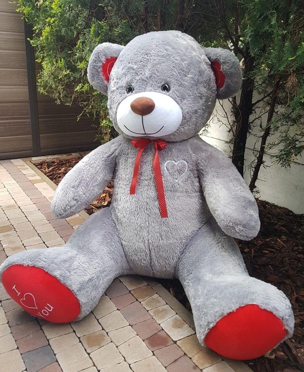 Grote knuffelbeer - I love you - Zacht - Grijs