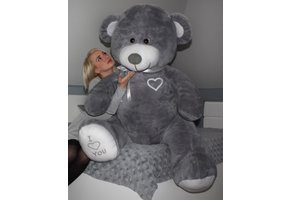 Grote knuffelbeer grijs 190cm XXL - I love You