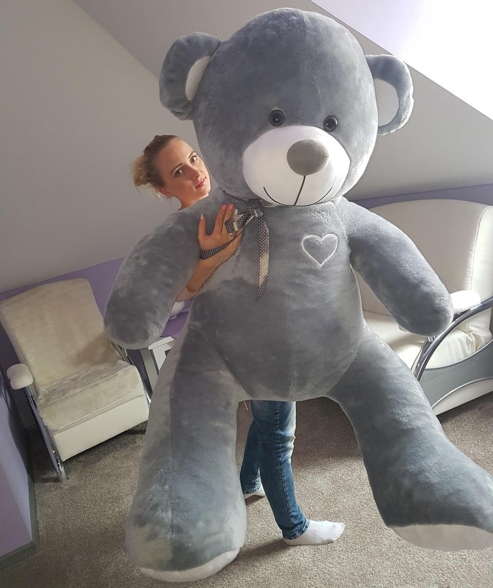 Grote knuffelbeer grijs 190cm XXL - I love You