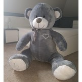 Grote knuffelbeer grijs 190cm XXL - I love You