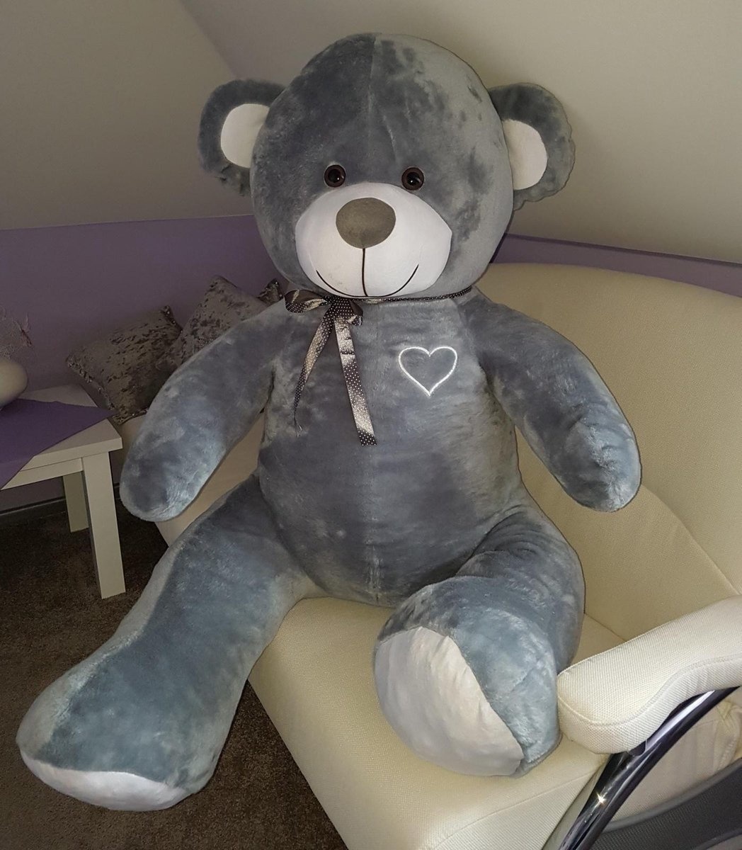 Grote knuffelbeer grijs 190cm XXL - I love You