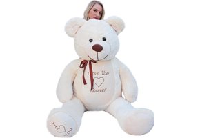 Grote knuffelbeer - I love you - Zacht - Crème