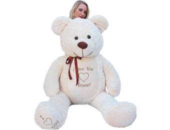 Grote knuffelbeer - I love you - Zacht - Crème
