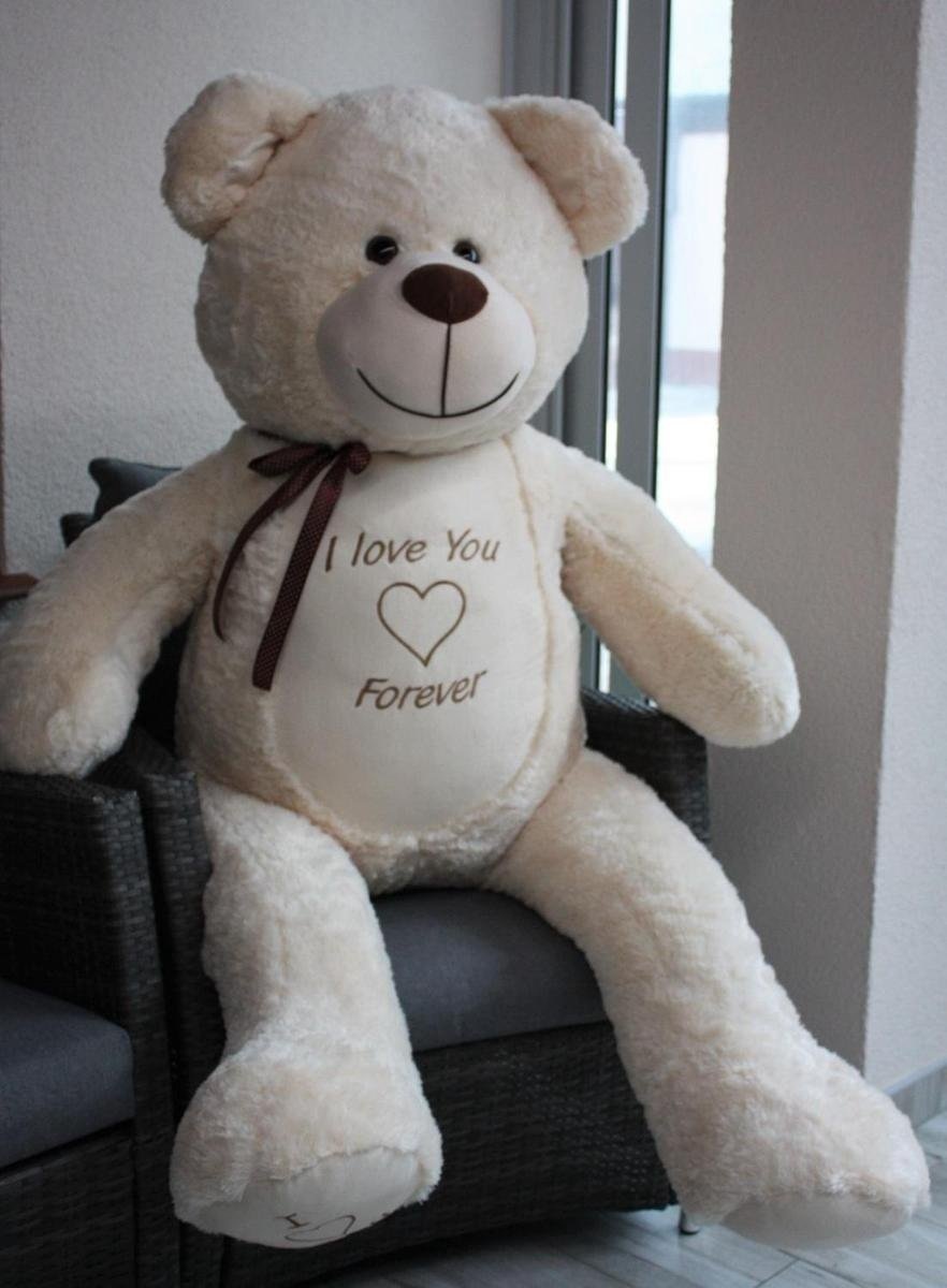 Grote knuffelbeer - I love you - Zacht - Crème