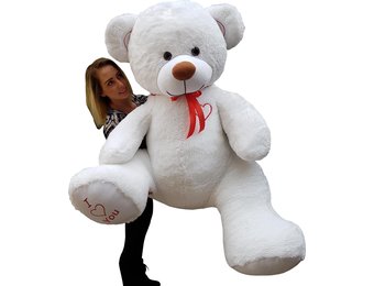 Grote witte knuffelbeer teddybeer met I Love You tekst