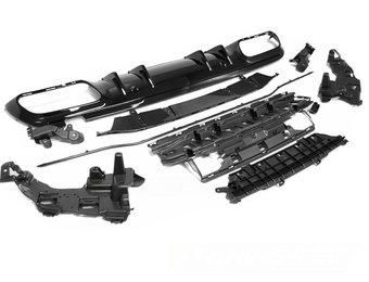 Achterbumper kit geschikt voor Mercedes W205 2018 tot heden - glanzend zwart