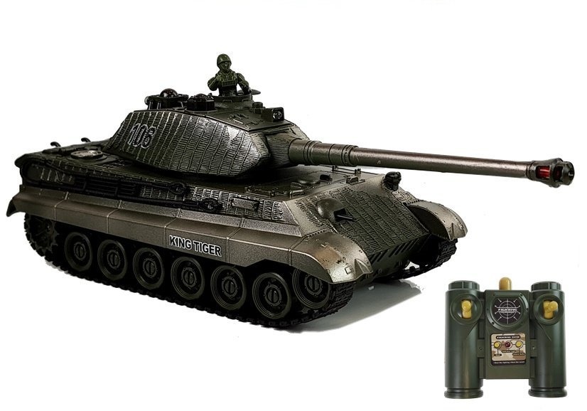 Radiografisch bestuurbare legertank duel set - groen en zwart - 26 en 28 cm