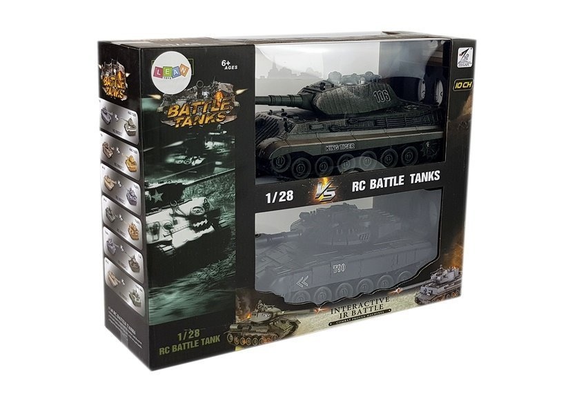 Radiografisch bestuurbare legertank duel set - groen en zwart - 26 en 28 cm