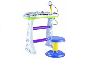 Kinder keyboard - met Microfoon en Stoel -  48 cm - Blauw