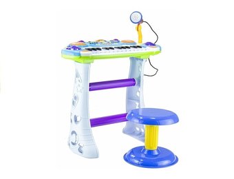 Kinder keyboard - met Microfoon en Stoel -  48 cm - Blauw