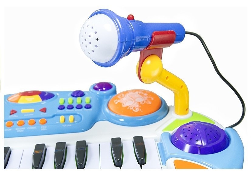 Kinder keyboard - met Microfoon en Stoel - 48 cm - Blauw