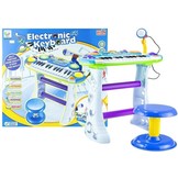 Kinder keyboard - met Microfoon en Stoel -  48 cm - Blauw