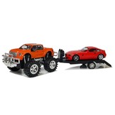 Speelgoed Monstertruck Rood - Sleepwagen - Zwarte BMW - 58 cm