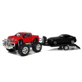 Speelgoed Monstertruck Rood - Sleepwagen - Zwarte BMW - 58 cm