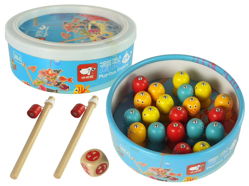 Houten Visspel - met 2 Hengels - 19 cm