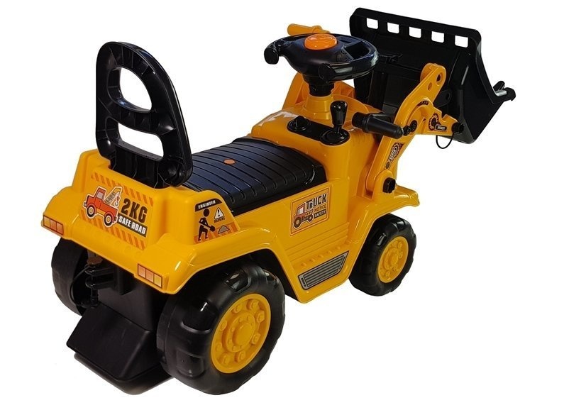 Loopwagen bulldozer - met Potje en beweegbare arm - 80 cm