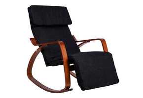 Schommelstoel met verstelbare voetsteun - Zwart