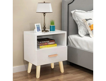 Nachtkastje wit - met 1 lade - 38x30x40 cm