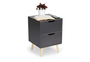 Nachtkastje grijs - met 2 lades - 58x40x40 cm