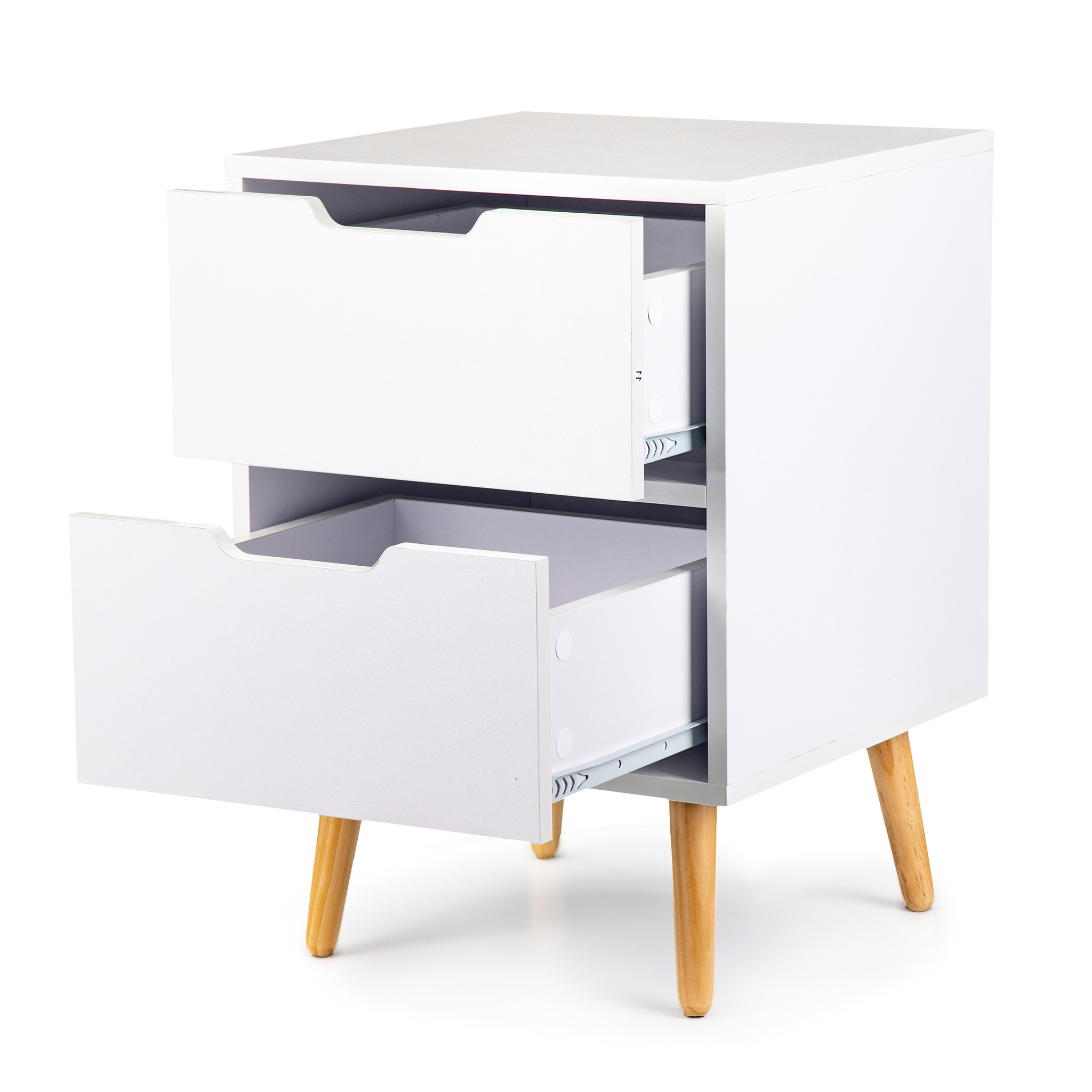 Nachtkastje wit - met 2 lades - 58x40x40 cm