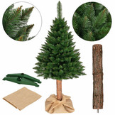 Kunstkerstboom 220 cm - spar met houten stam