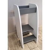 Leertoren - Keukenhulp - 90x40x50 cm - kindertrapje - wit met grijs