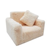 Kinder Slaapbank en logeerbed in één - 100cm x 36cm x 25cm - beige pluche