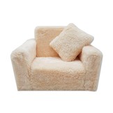 Kinder Slaapbank en logeerbed in één - 100cm x 36cm x 25cm - beige pluche