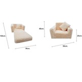 Kinder Slaapbank en logeerbed in één - 100cm x 36cm x 25cm - beige pluche