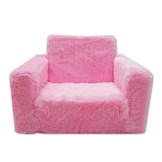 Kinder Slaapbank en logeerbed in één - 100cm x 36cm x 25cm - roze pluche