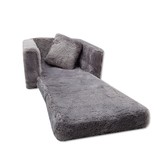 Kinder Slaapbank en logeerbed in één - 50 x 50 x 40 cm - grijs pluche