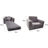 Kinder Slaapbank en logeerbed in één - 50 x 50 x 40 cm - grijs pluche