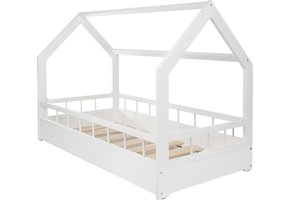 Houten kinderbed - wit - 160x80 cm - met barrière