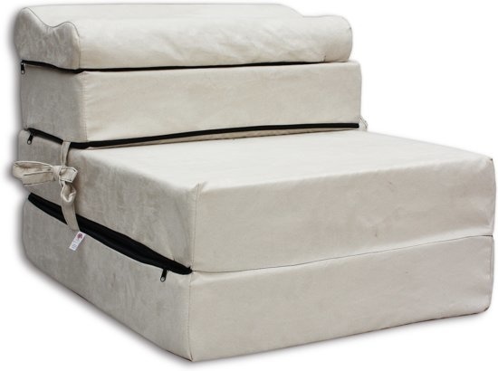 Opvouwbaar matras - Wasbare hoes - 70cm x 200cm x 15cm - Crème