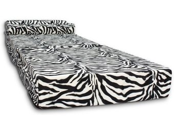 Logeermatras - camping matras - reismatras - opvouwbaar matras - 70 x 200 x 15 met kussen Zebra Design