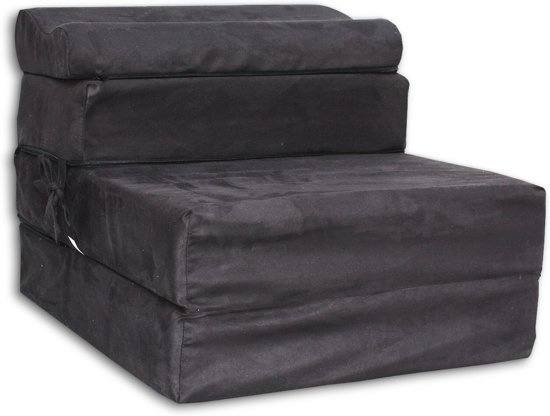 Zwarte Logeermatras - camping matras - reismatras - opvouwbaar matras - 70 x 200 x 15 met kussen