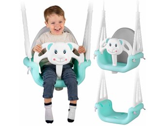 Schommel baby - beer - tot 7 jaar oud of 30 kg - turquoise-wit