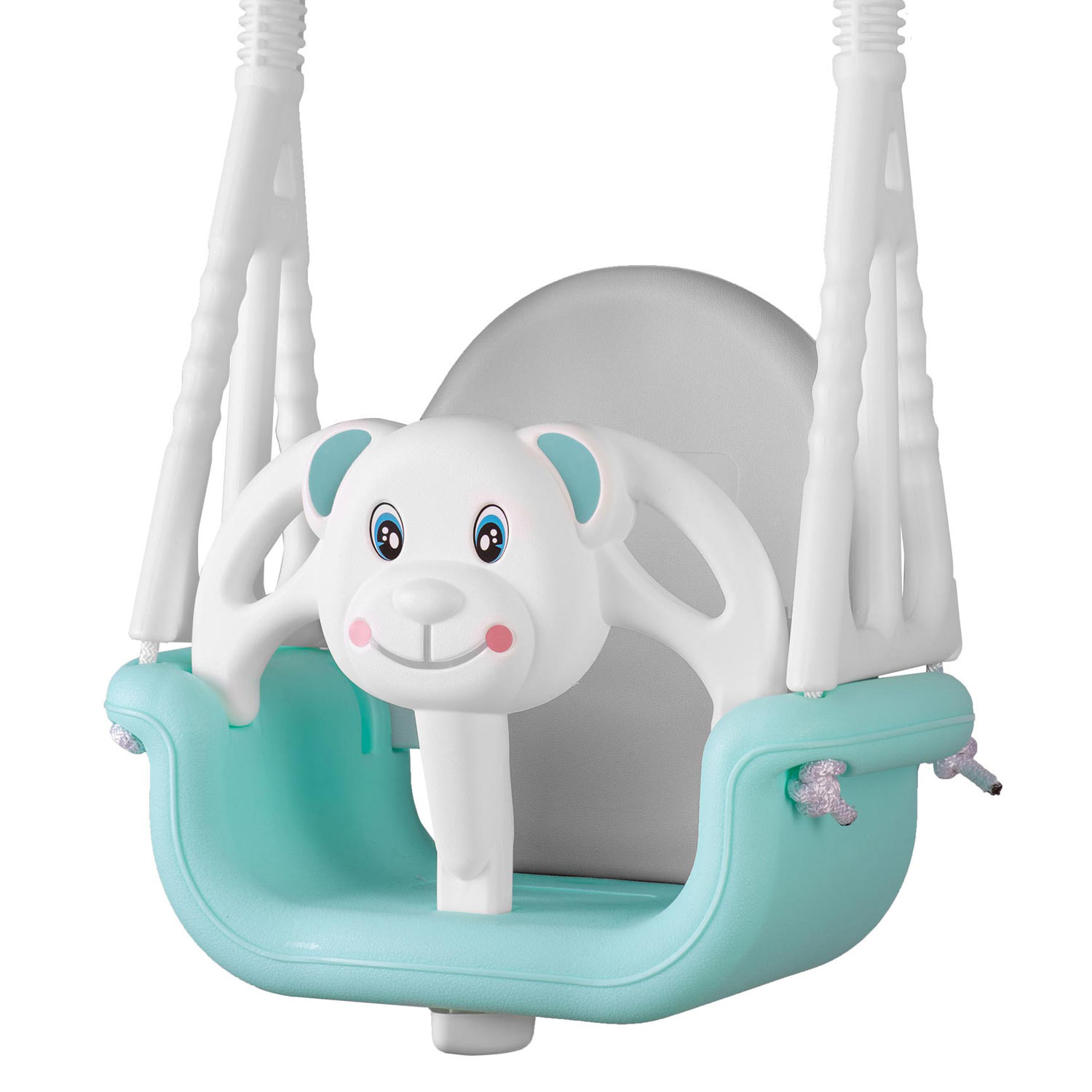 Schommel baby - beer - tot 7 jaar oud of 30 kg - turquoise-wit