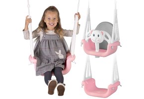 Schommel baby - beer - tot 7 jaar oud of 30 kg - roze-wit