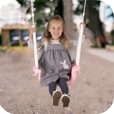 Schommel baby - beer - tot 7 jaar oud of 30 kg - roze-wit