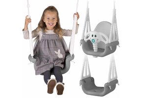 Schommel baby - olifant - tot 7 jaar oud of 30 kg - grijs-wit