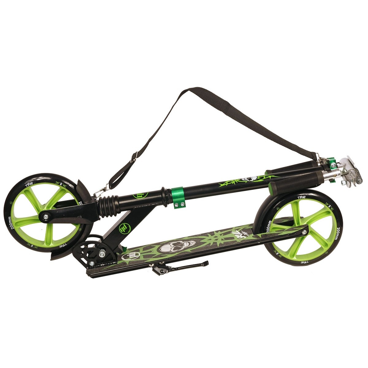 Opvouwbare Step - zwart/groen - Skull - 200mm
