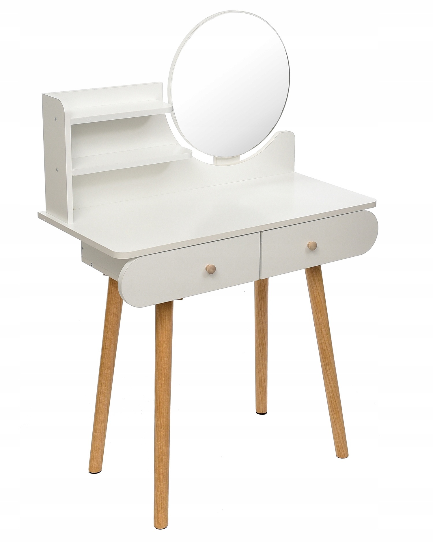 Houten kaptafel wit met spiegel en lades - 122x80x40 cm